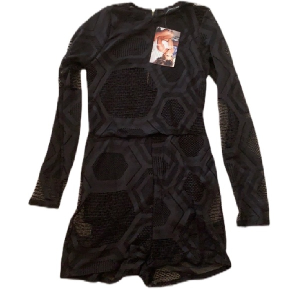 NWT naked wardrobe Black Mesh w/ Lining Romper